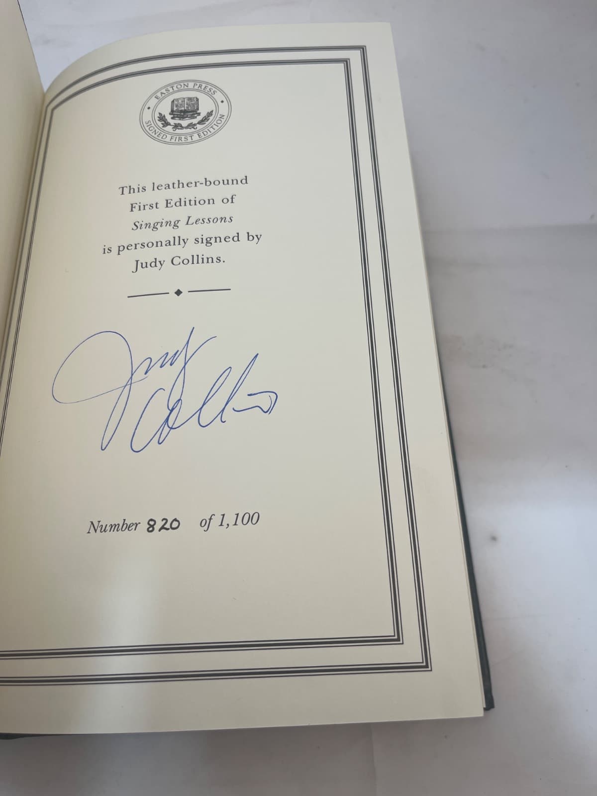 Singing Lessons - Judy Collins - Easton Press(1998) - Signed by Judy Collins - additional view
