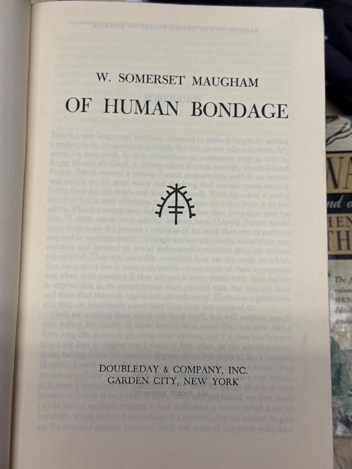 Of Human Bondage by W. Somerset Maugham - title page