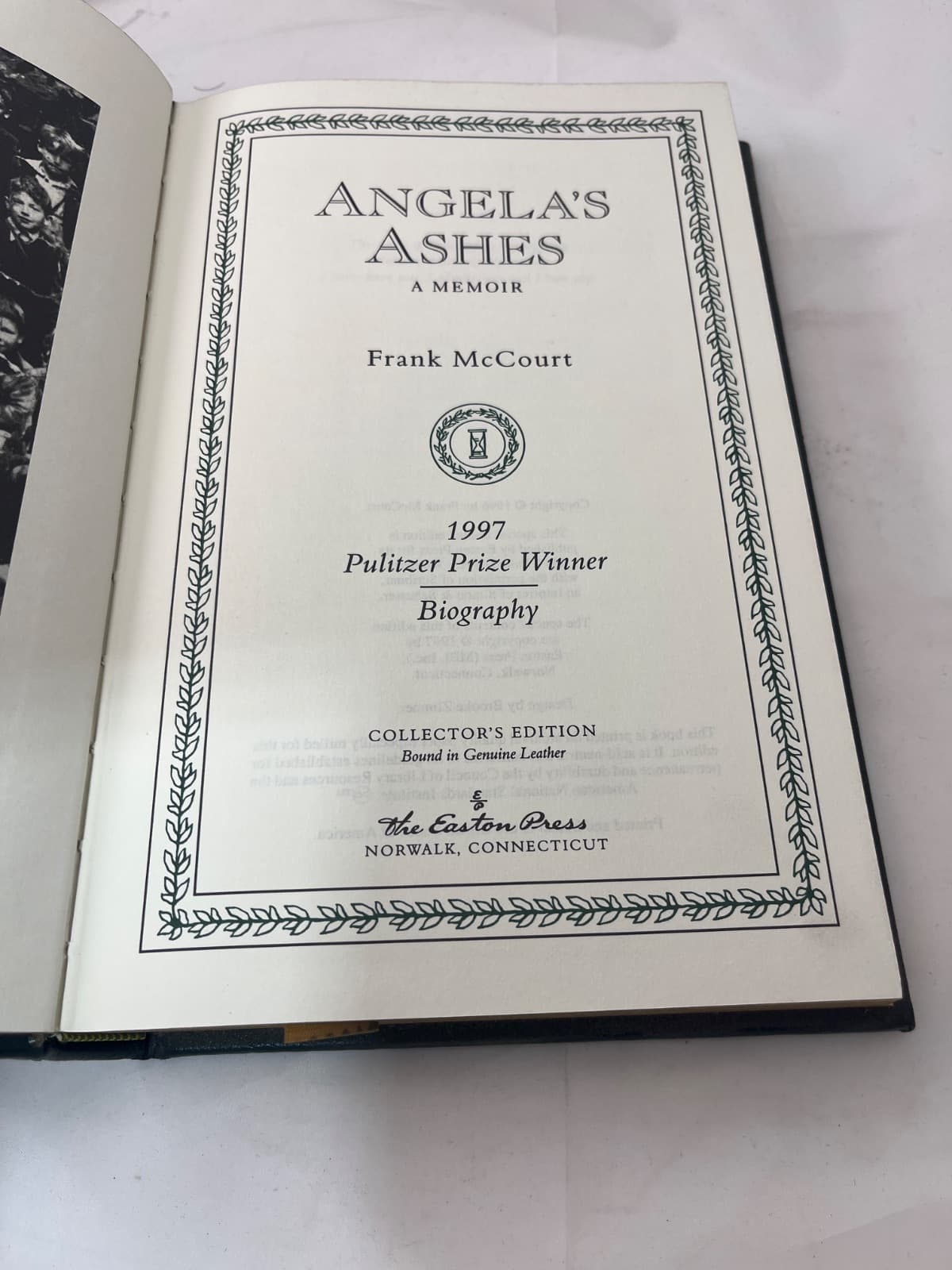 Angela's Ashes: A Memoir - Frank McCourt - Easton Press - NO SIGNATURE  by Frank McCourt - title page