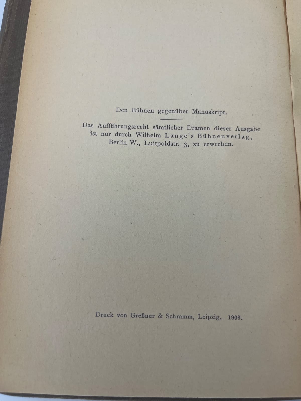 Dramatische Werke - Books 1 and 2 - Henrik Ibsen - 1909 - GERMAN by Henrik Ibsen - copyright page showing 1909 details