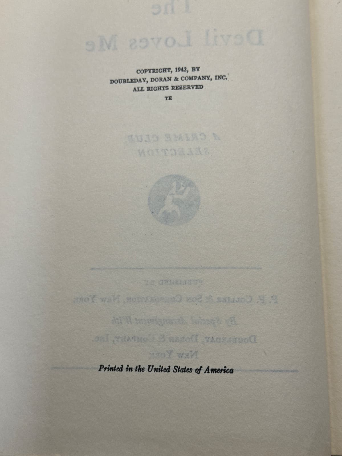The Devil Loves Me by Margaret Millar - copyright page showing publication details