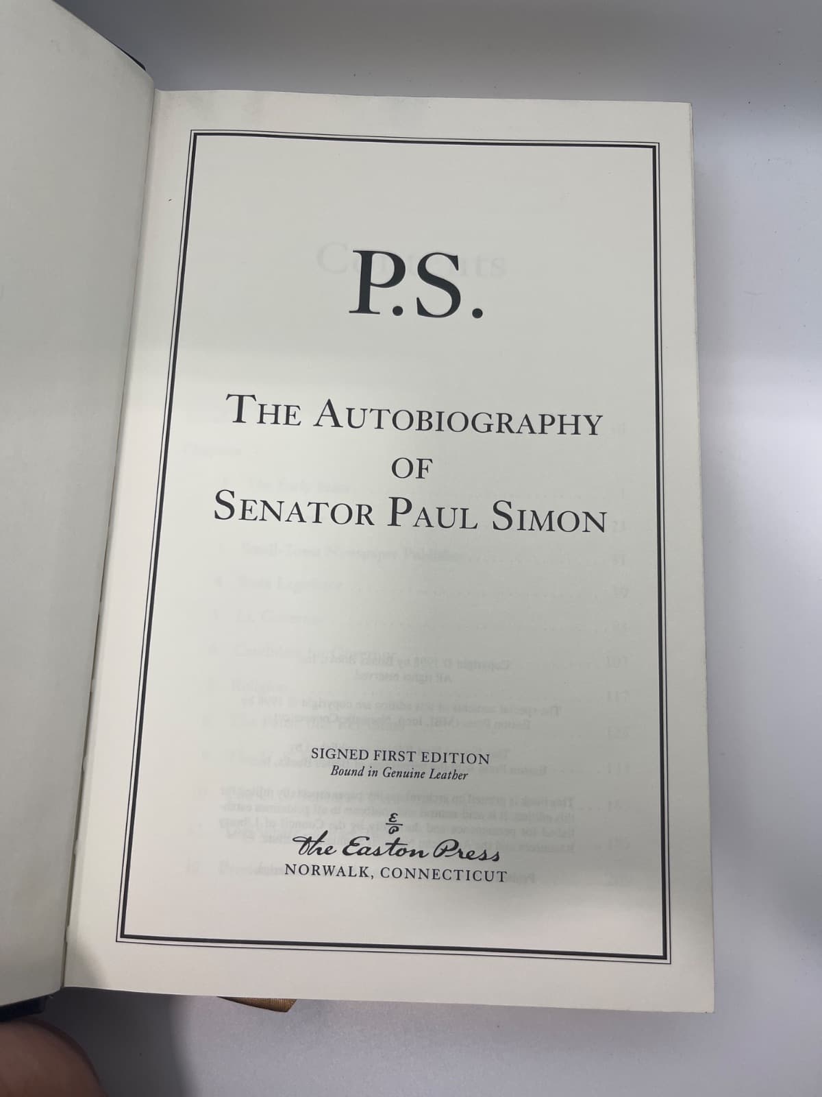 P.S. The Autobiography of Senator Paul Simon by Paul Simon - title page