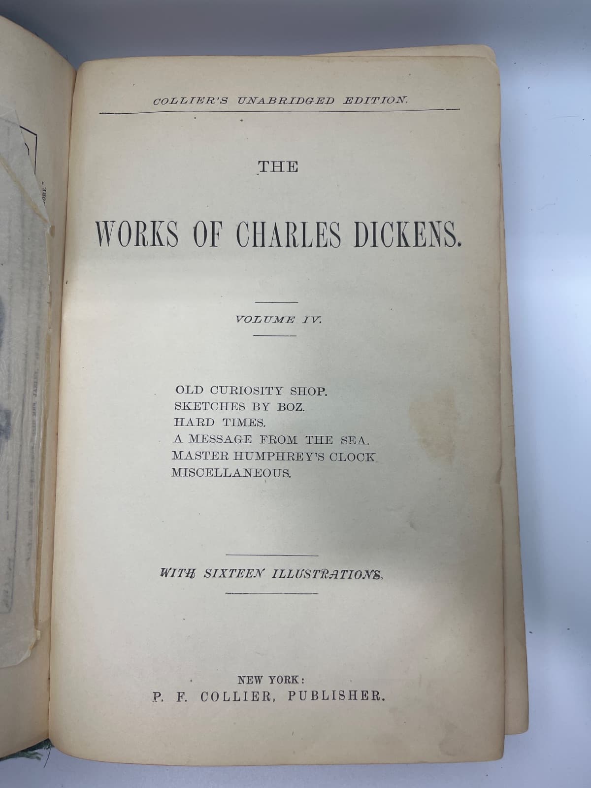 The Works of Charles Dickens, Volume IV(4) -  Collier's Unabridged Edition - 1880 by Charles Dickens - title page