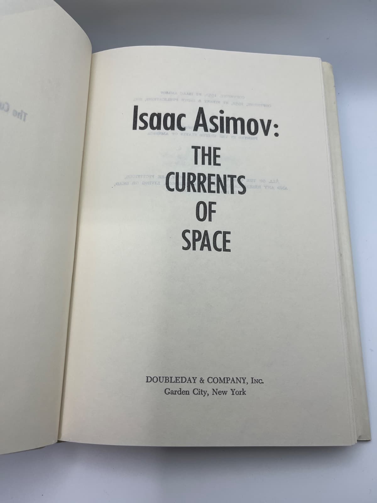 The Currents of Space - Isaac Asimov - Book Club Edition w DJ  by Isaac Asimov - title page