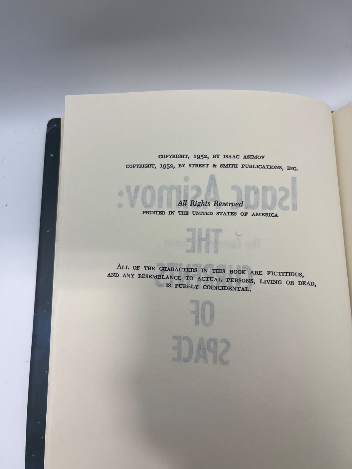The Currents of Space - Isaac Asimov - Book Club Edition w DJ  by Isaac Asimov - copyright page showing publication details
