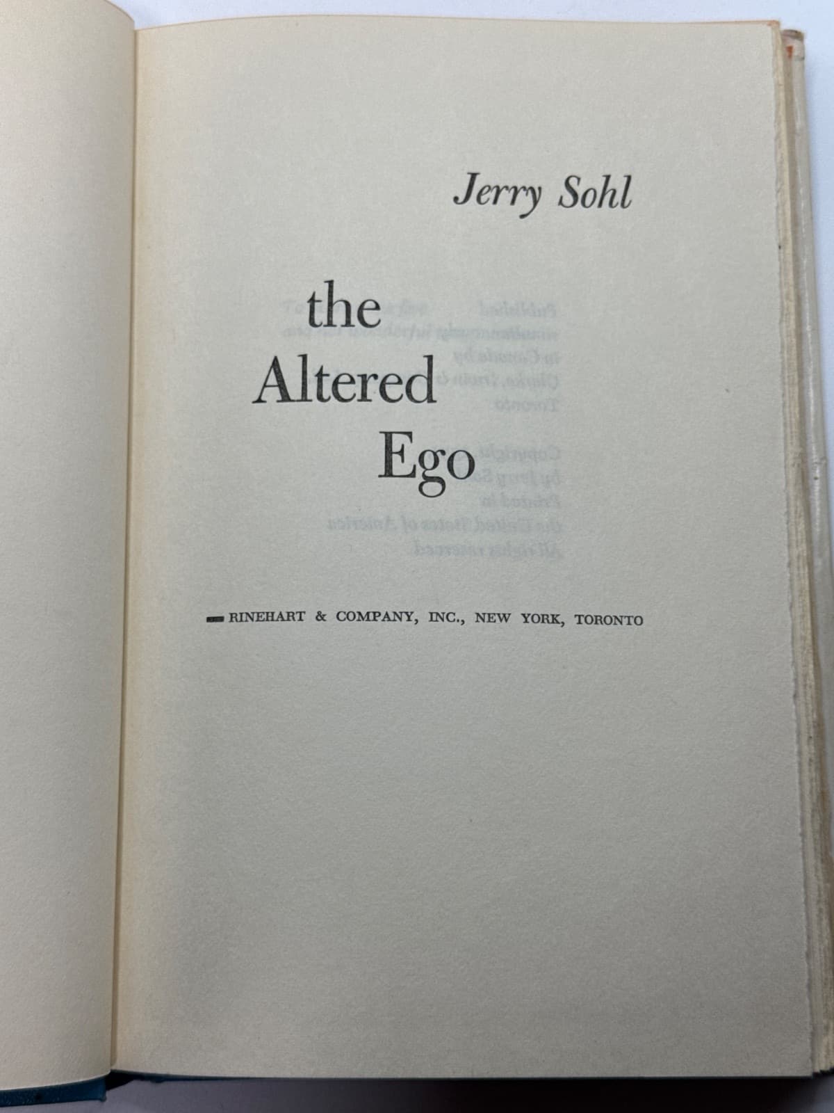 The Altered Ego by Jerry Sohl - title page