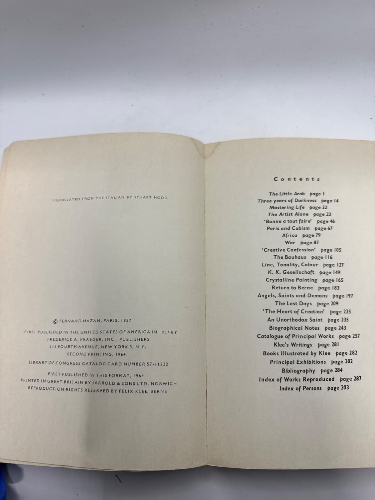 Klee by Gualtieri di San Lazzaro - copyright page showing publication details