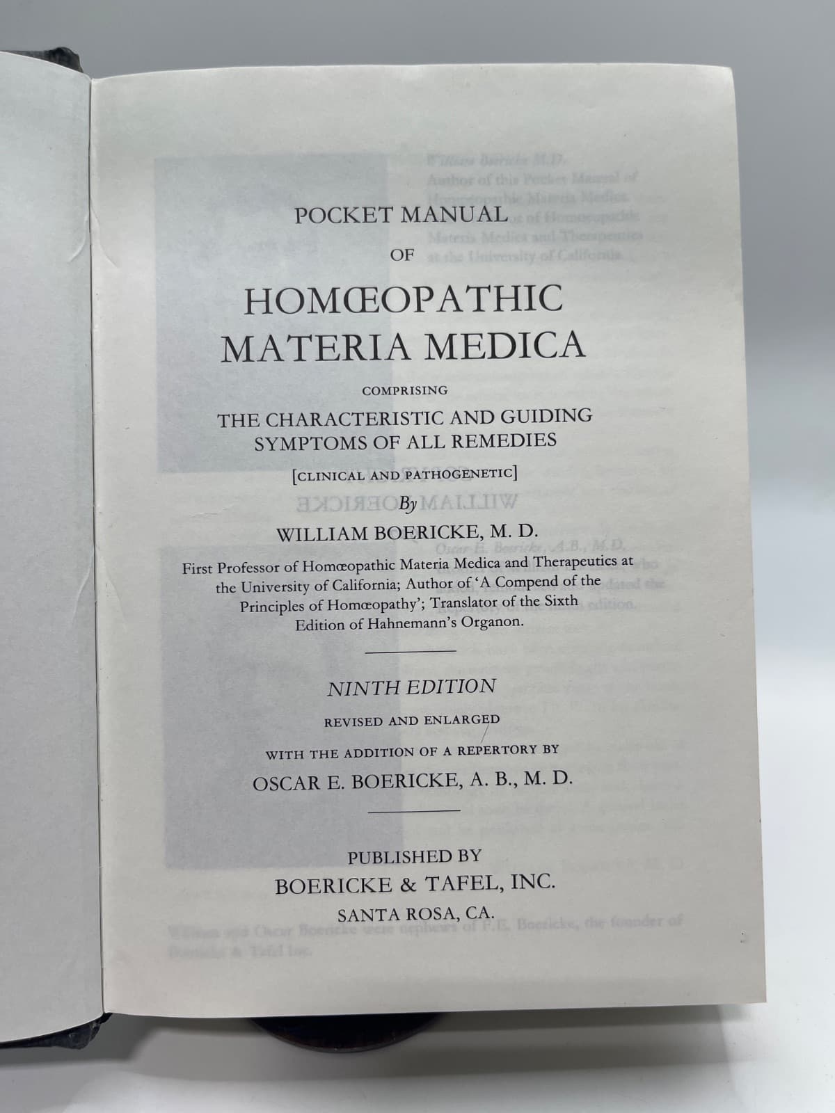 Materia Medica with Repertory by William Boericke, MD - title page