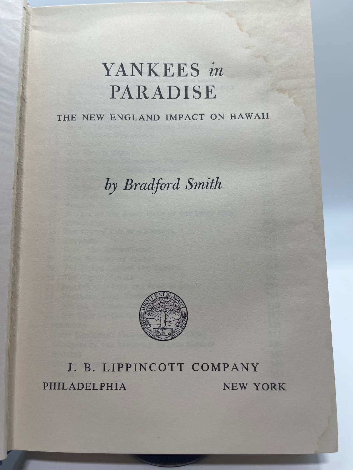 Yankees in Paradise: The New England Impact on Hawaii by Bradford Smith - title page