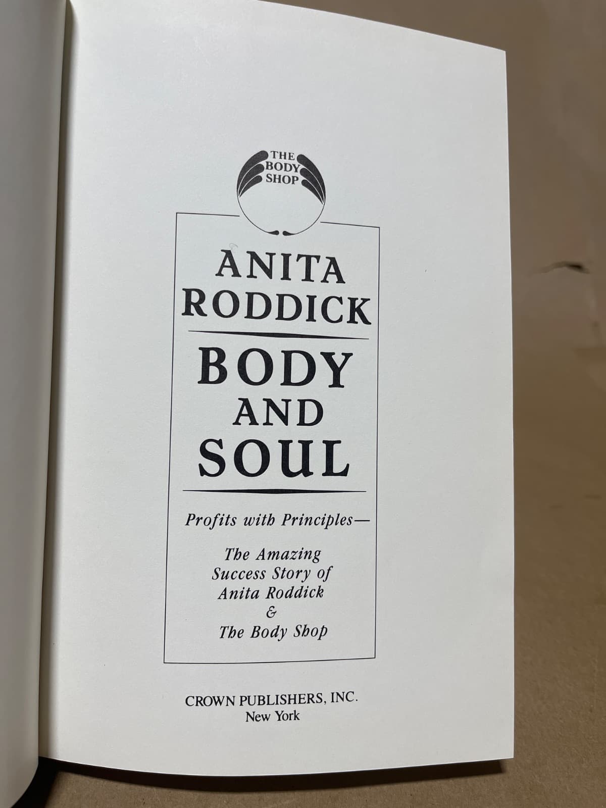 Body and Soul by Anita Roddick - title page