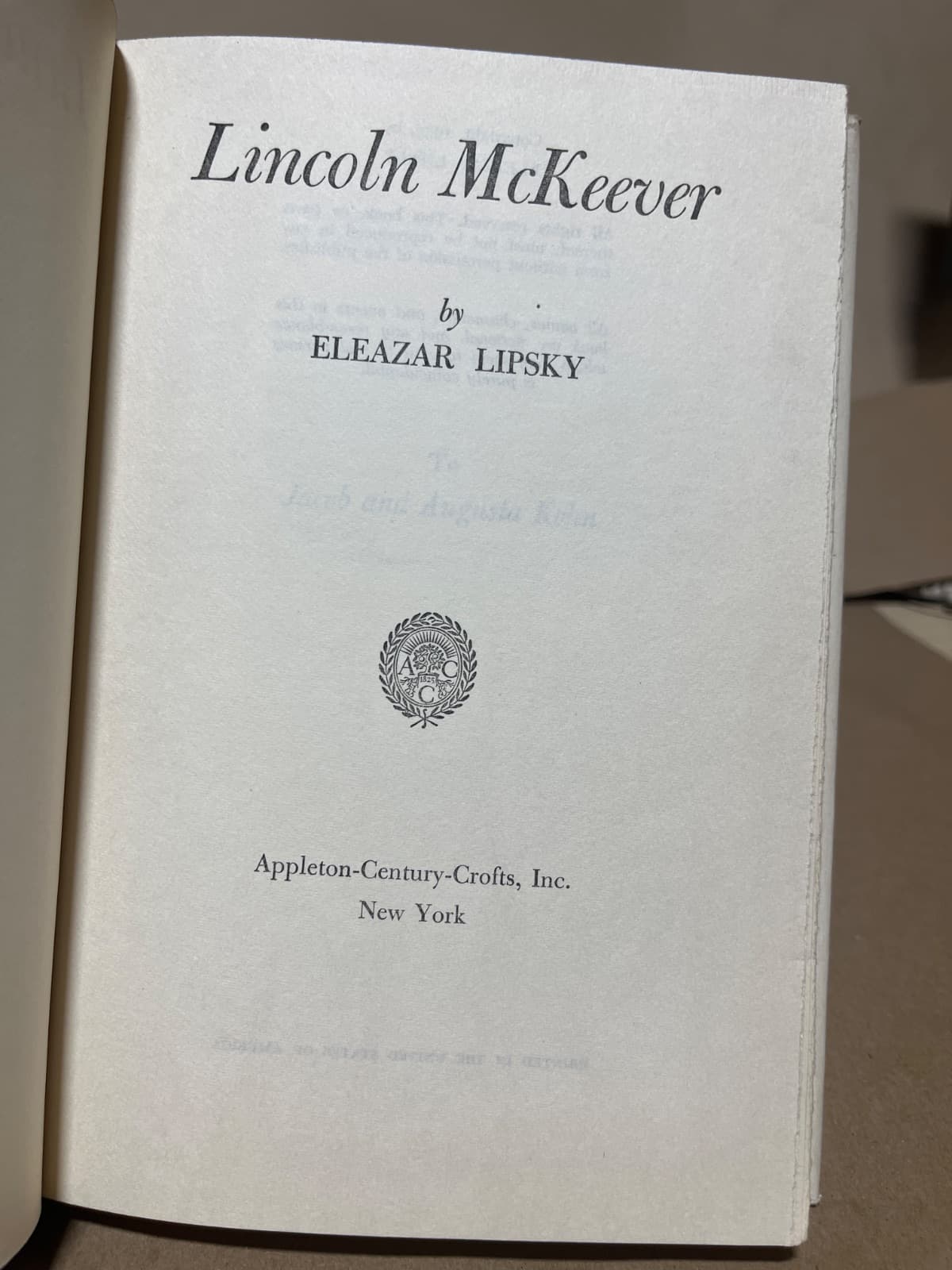 Lincoln McKeever by Eleazar Lipsky - title page