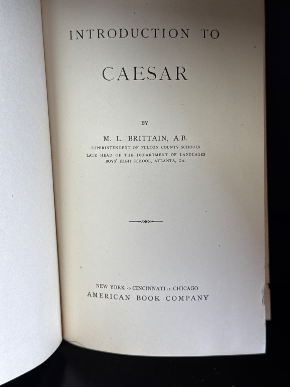 Introduction to Caesar by M. L. Brittain - title page