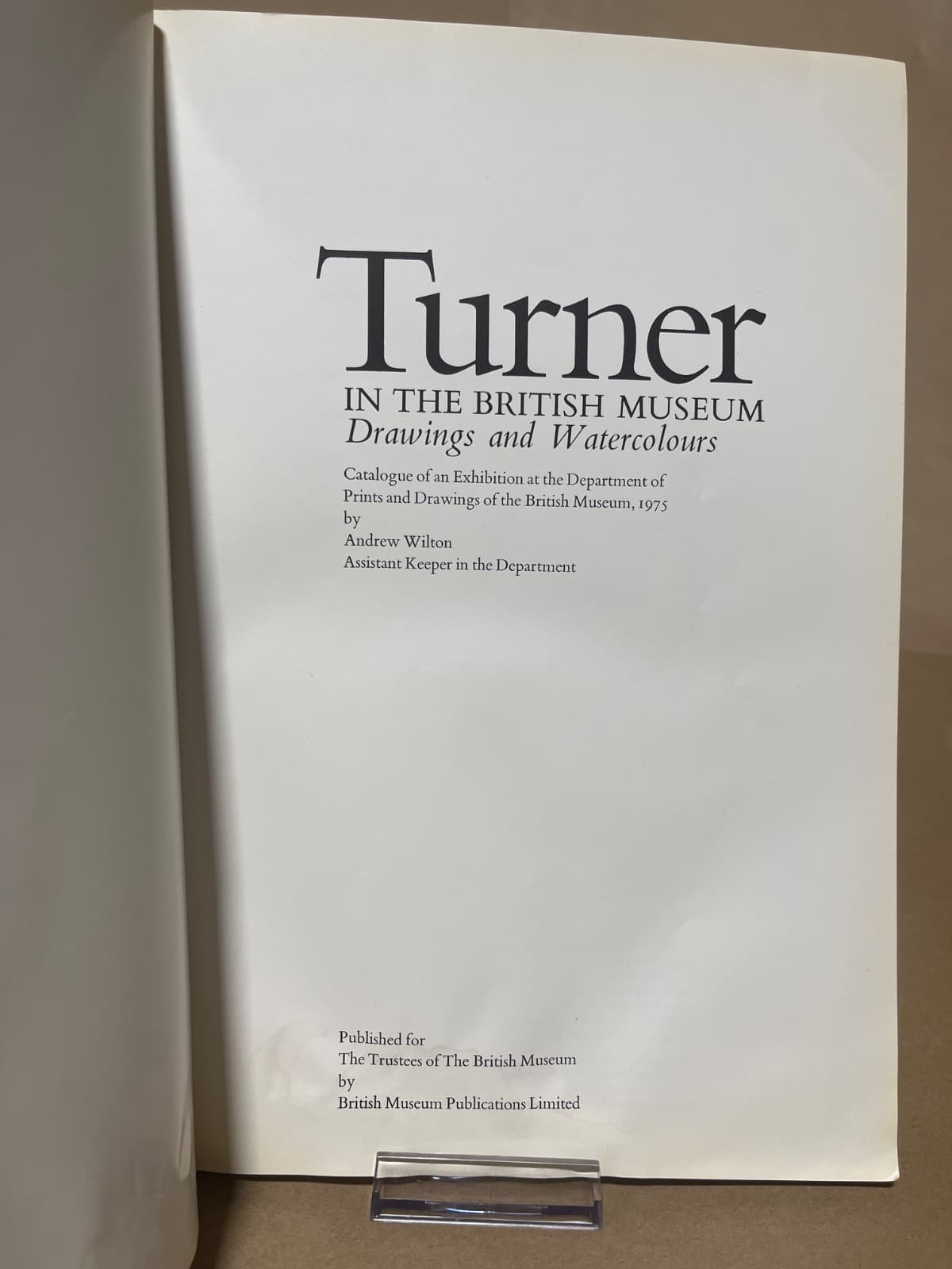 Turner in the British Museum: Drawings and Watercolours by Andrew Wilton - title page
