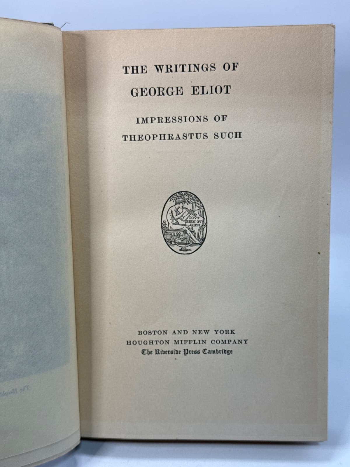 Impressions of Theophrastus Such by George Eliot - title page