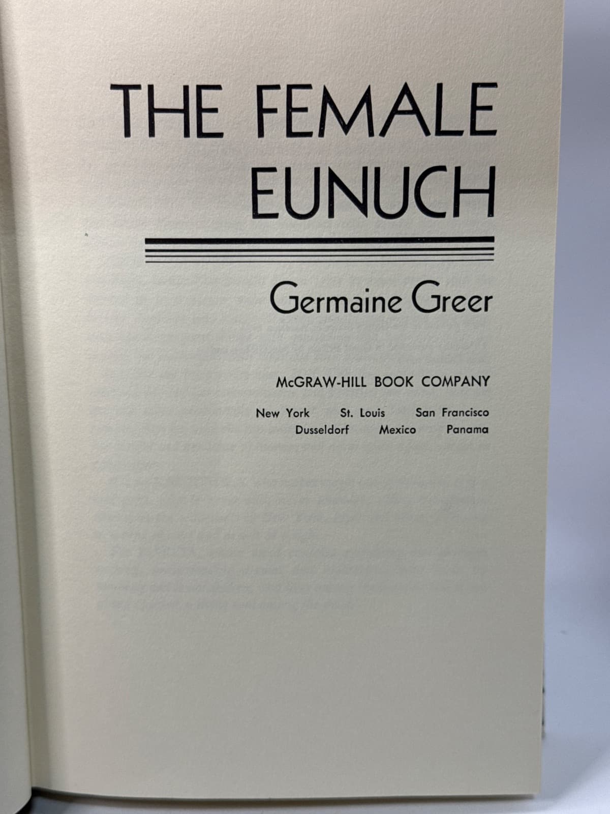 The Female Eunuch by Germaine Greer - title page