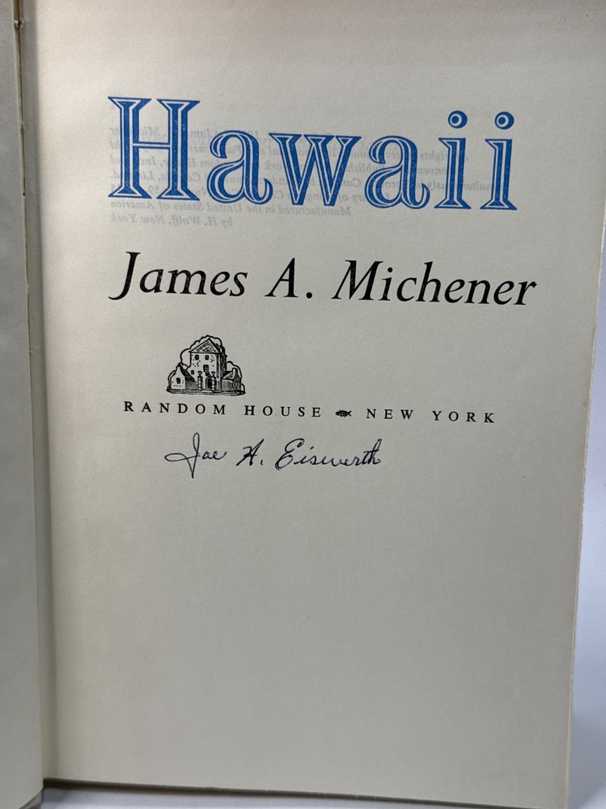 Hawaii by James A. Michener - title page
