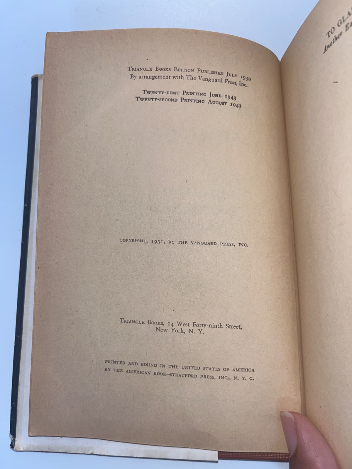 Impatient Virgin by Donald Henderson Clarke - copyright page showing 1943 details
