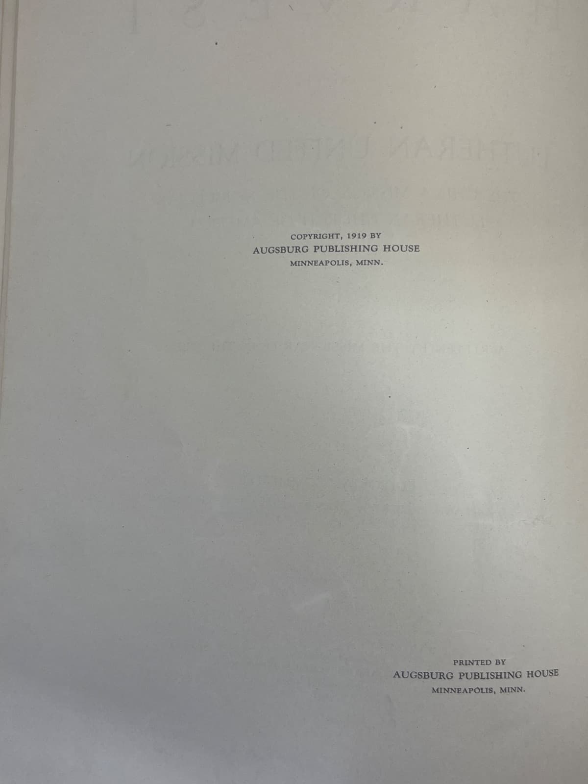 White Unto Harvest - copyright page showing publication details