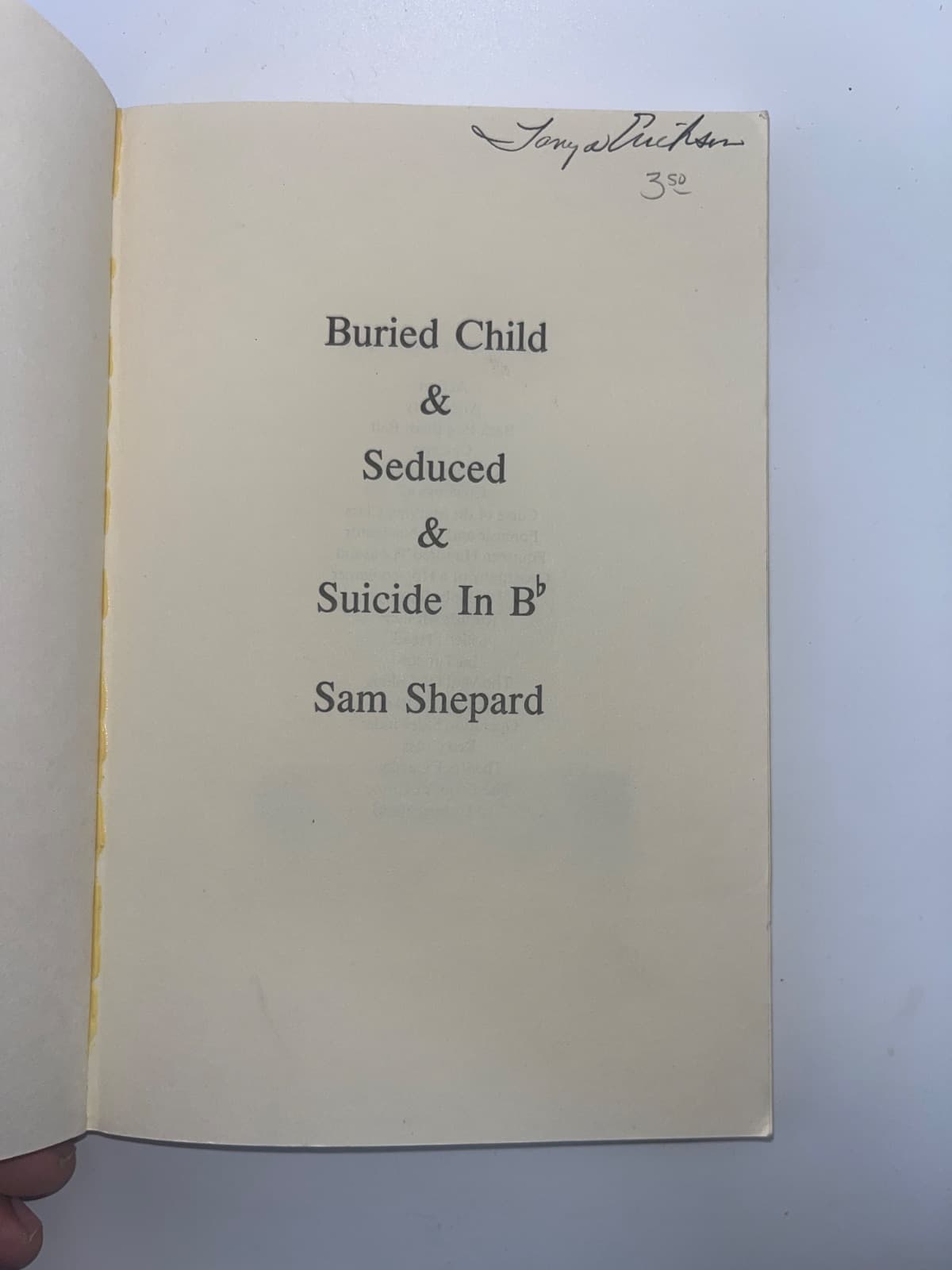 Buried Child & Seduced & Suicide In B♭ by Sam Shepard - title page