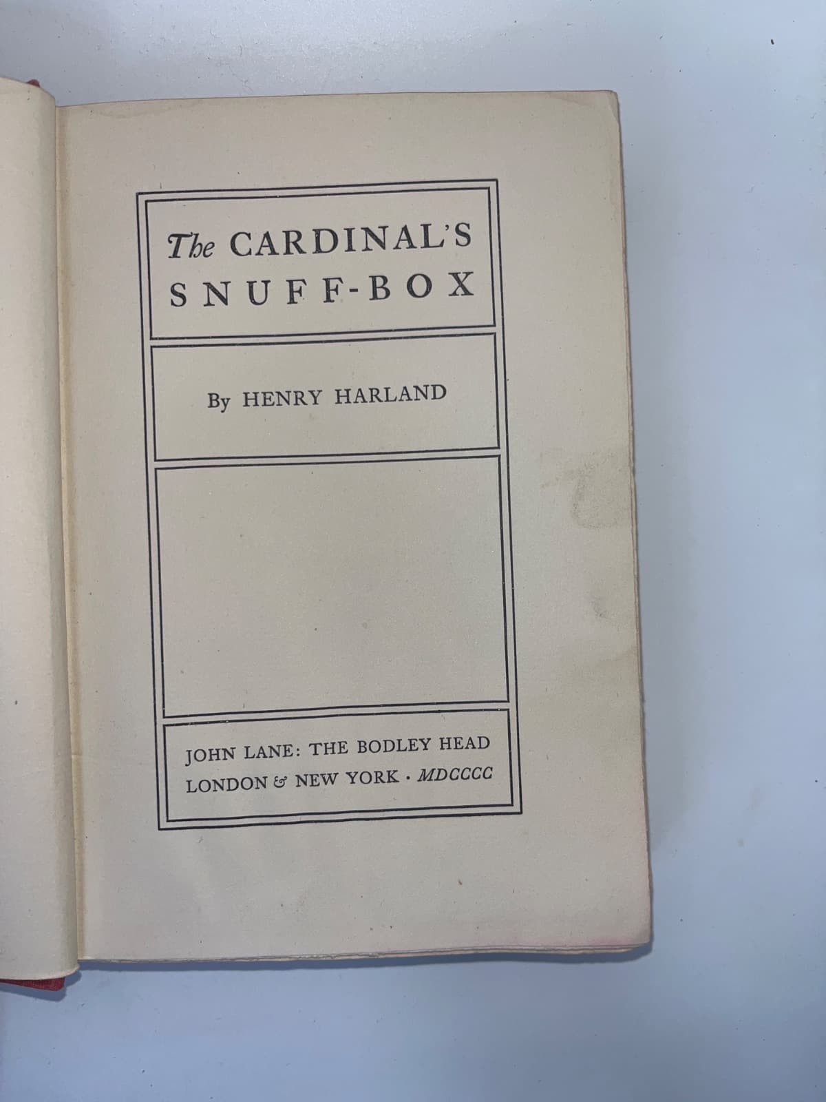 The Cardinal's Snuff-Box by Henry Harland - title page