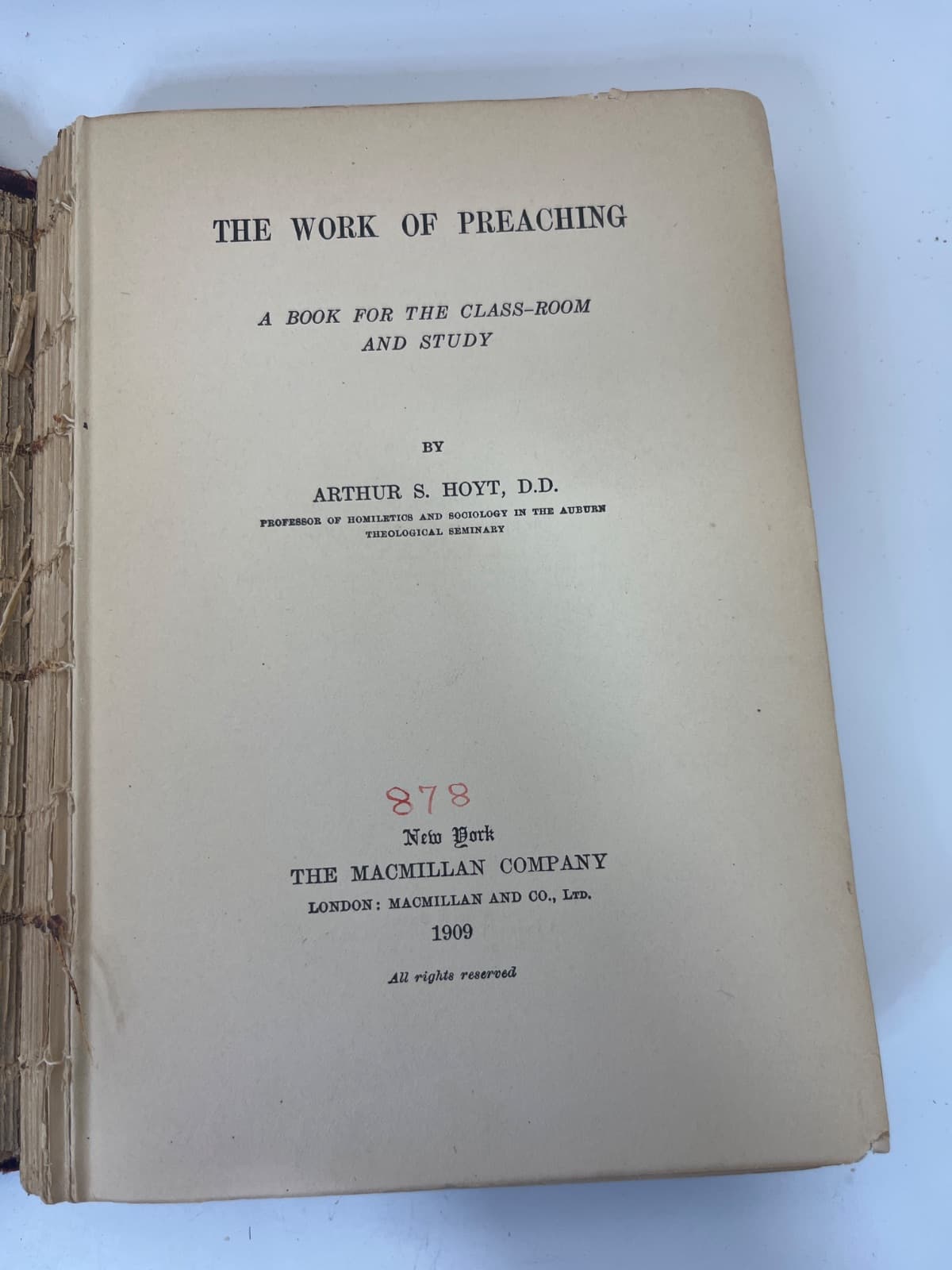 The Work of Preaching by Arthur S. Hoyt, D.D. - title page