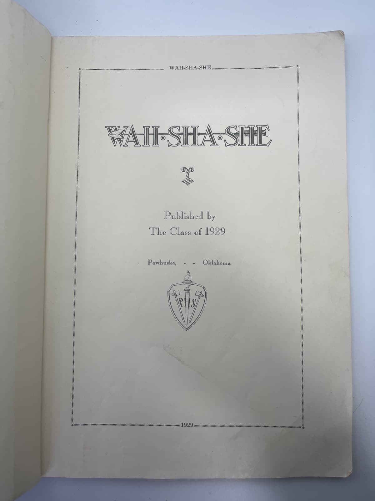 WAH-SHA-SHE - 1929 Yearbook  - title page