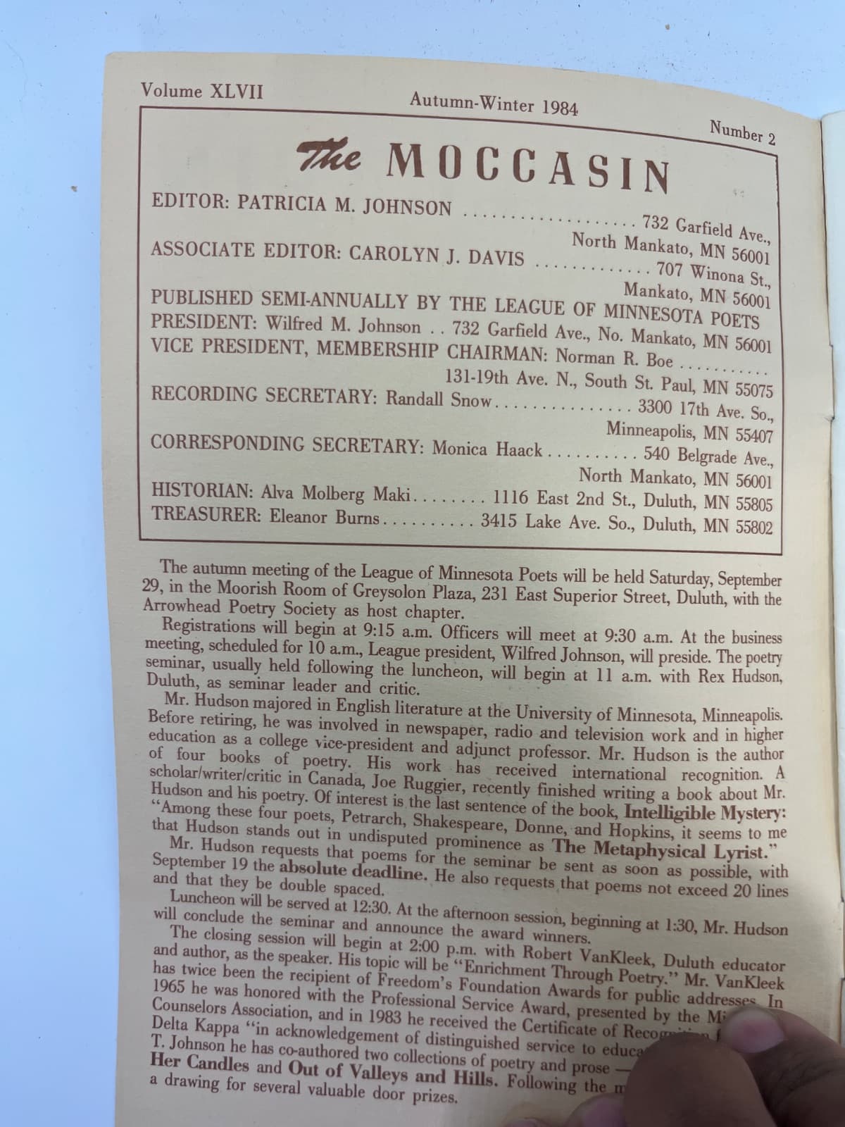 The Moccasin - title page