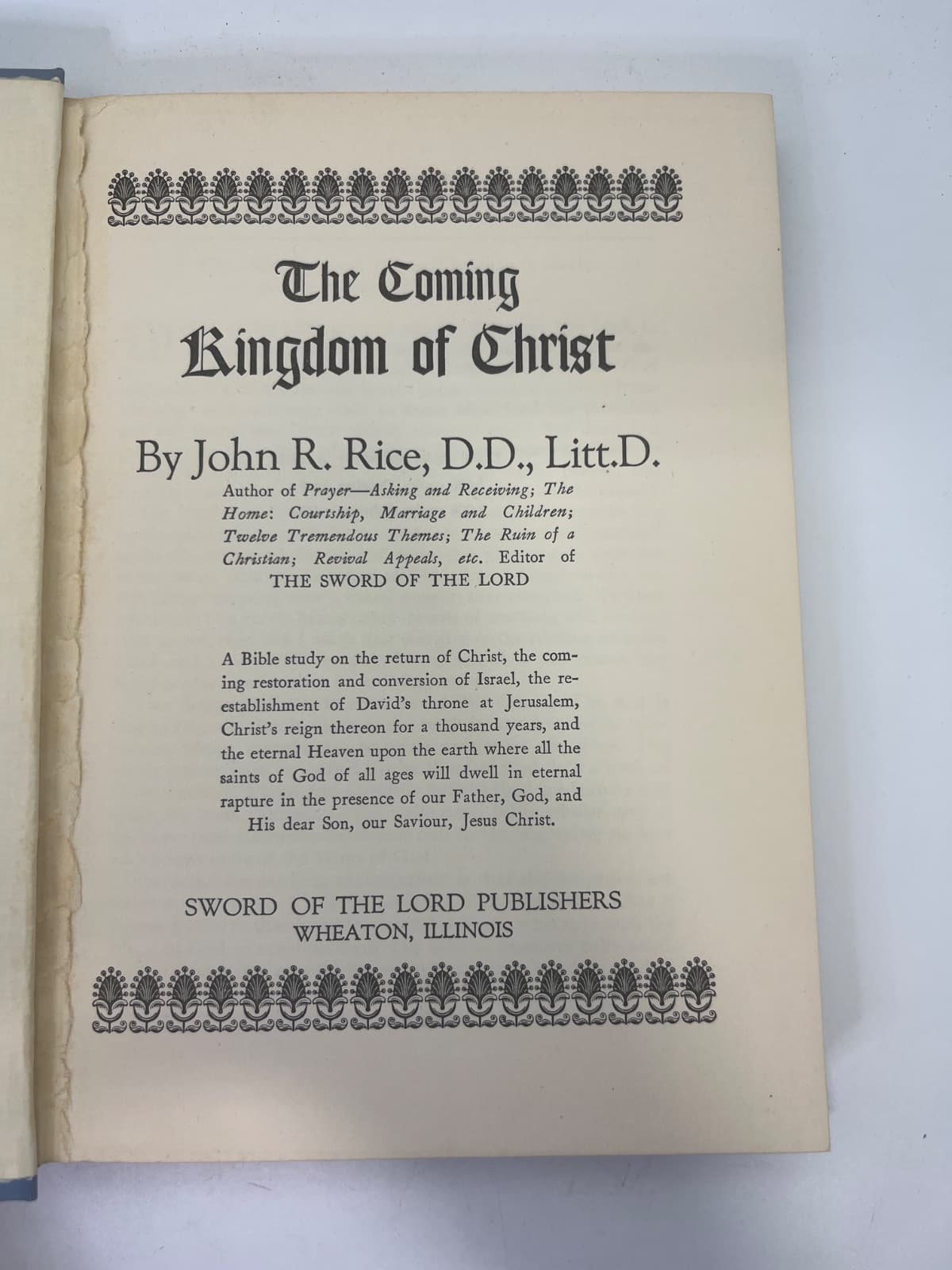 The Coming Kingdom of Christ by John R. Rice - title page