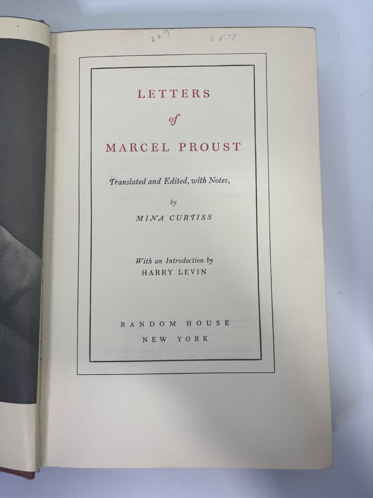 Letters of Marcel Proust by Mina Curtiss - title page