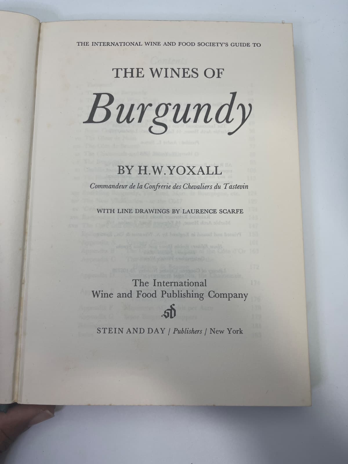 The Wines of Burgundy by H.W. Yoxall - title page