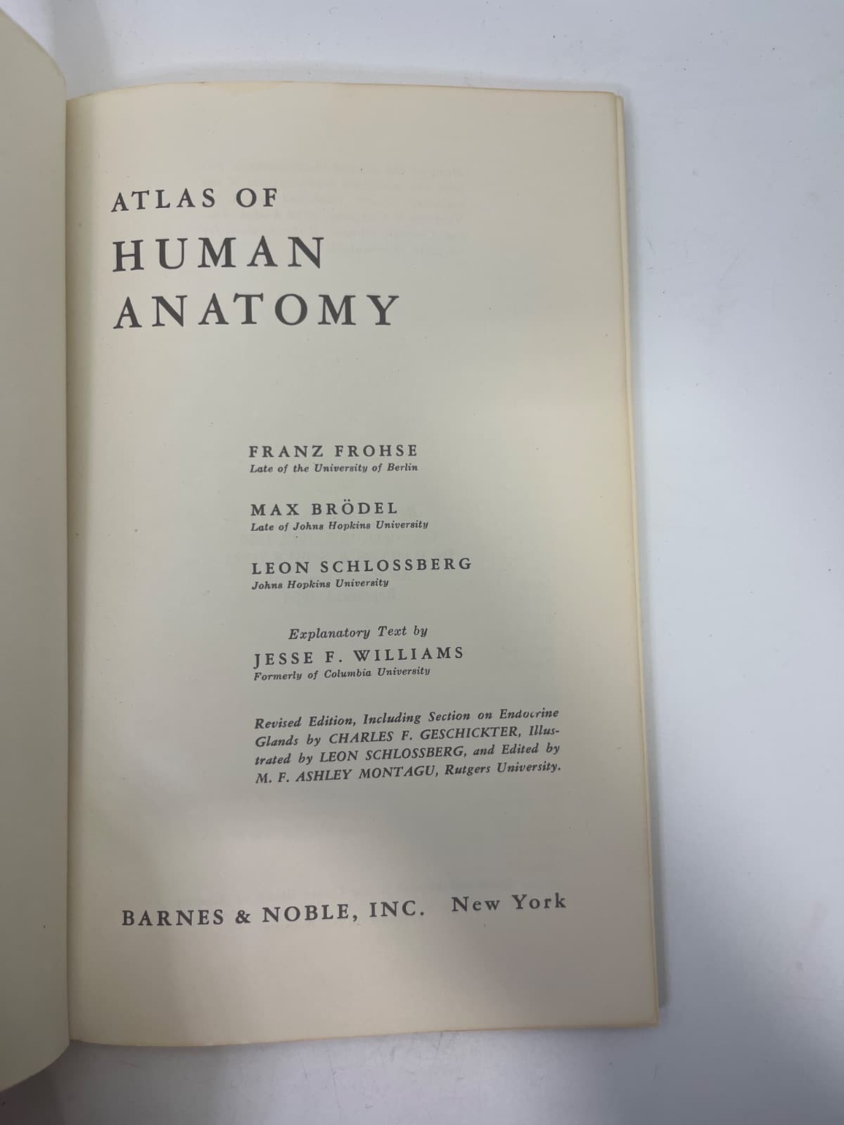 Atlas of Human Anatomy by Franz Frohse, Max Brödel, Leon Schlossberg, Jesse F. Williams - title page