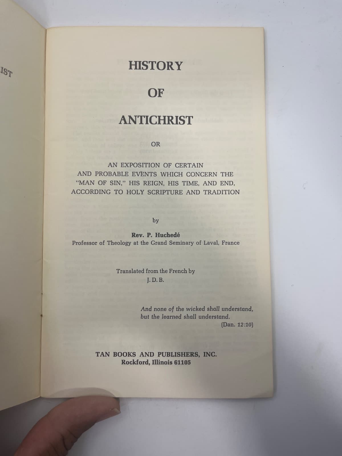 History of Antichrist by Rev. P. Huchedé - title page
