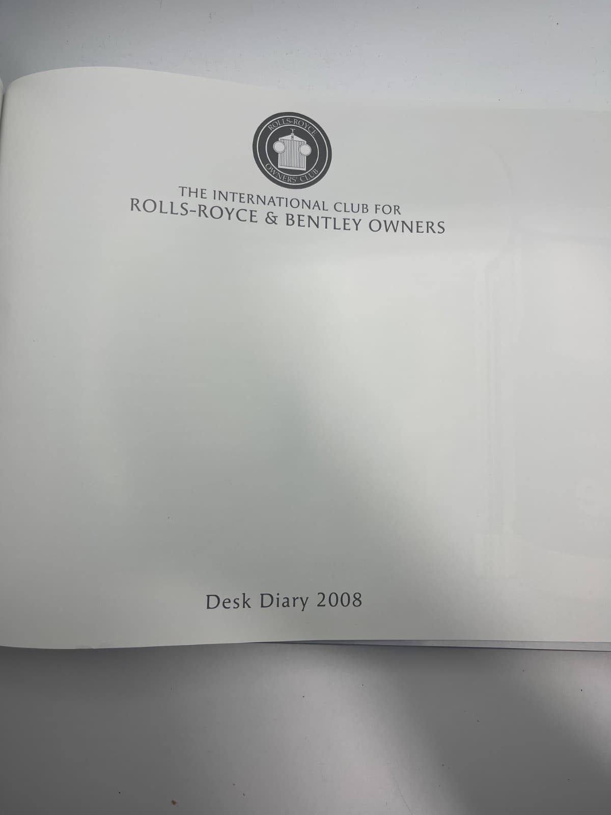 The International Club for Rolls-Royce & Bentley Owners - Desk Diary 2008  - title page