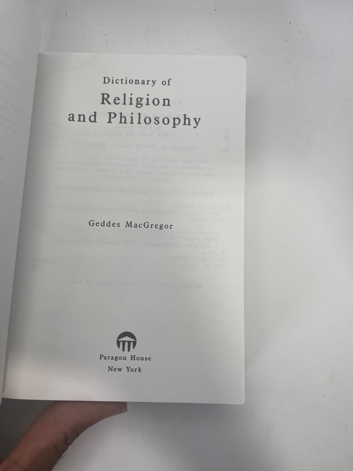 Dictionary of Religion and Philosophy by Geddes MacGregor - title page