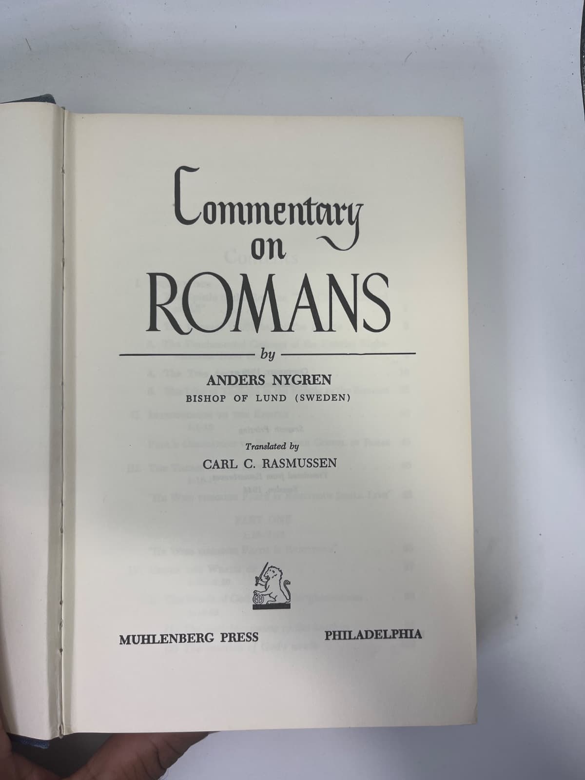 Commentary on Romans by Anders Nygren - title page