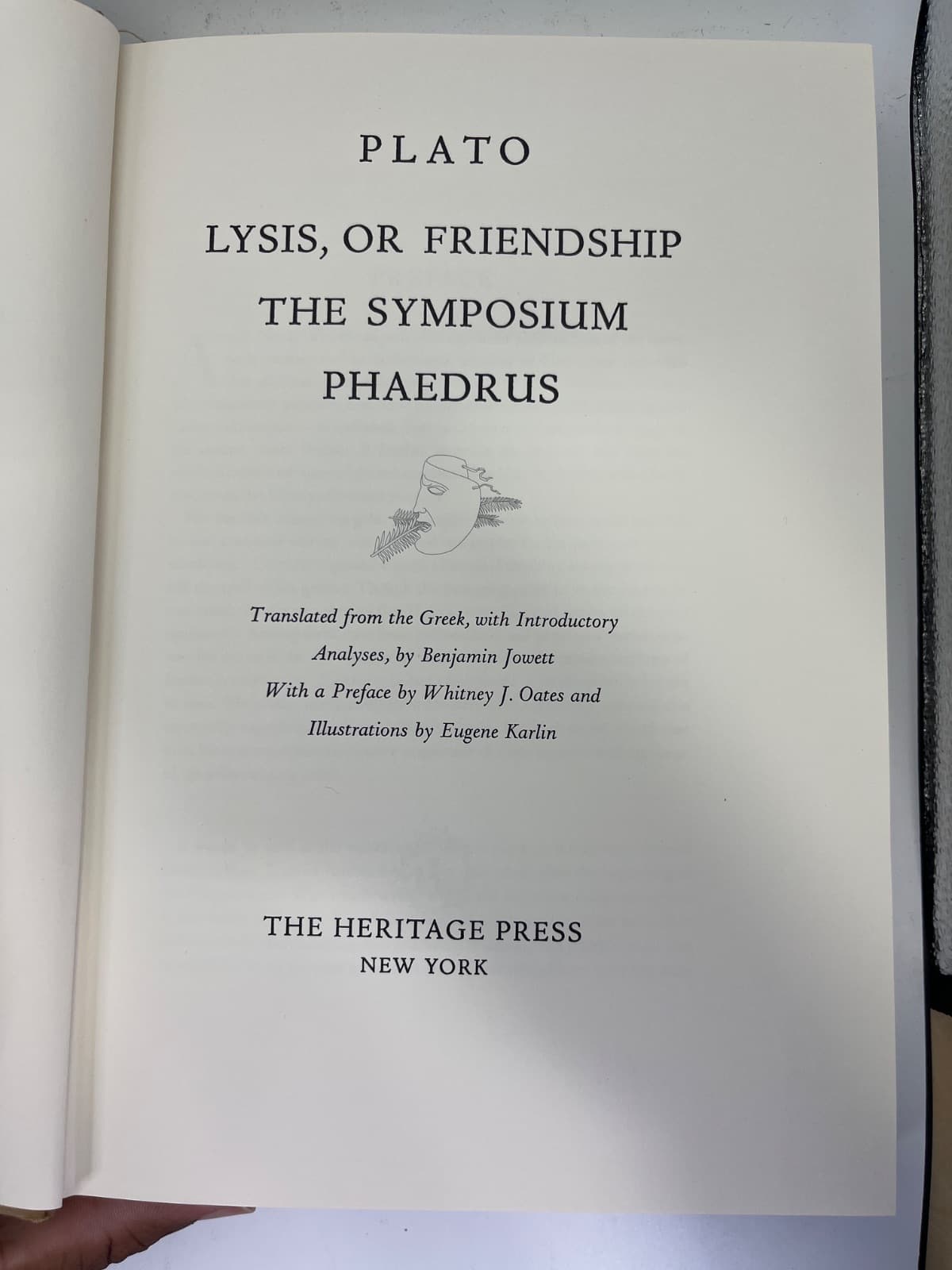 Dialogues on Love and Friendship - HERITAGE PRESS - 1968 by Plato - title page