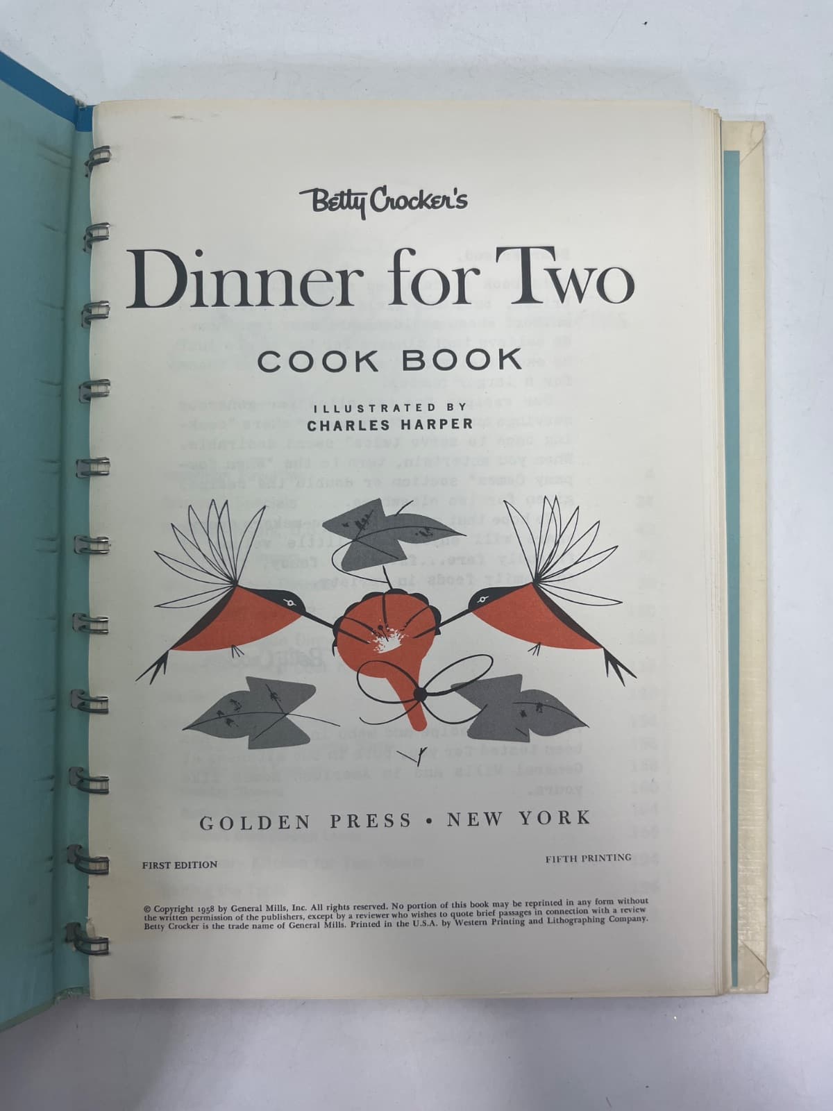 Betty Crocker's Dinner for Two Cook Book - title page