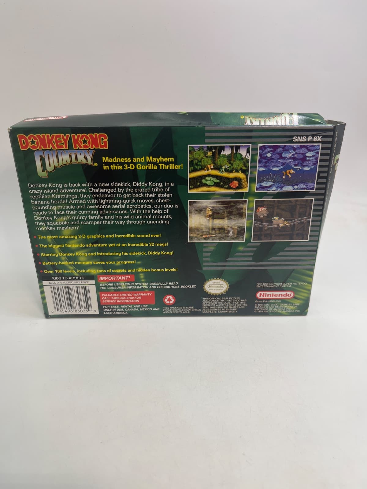 Donkey Kong Country - Super Nintendo Entertainment System - 1994 - COMPLETE by Shigeru Miyamoto - additional view