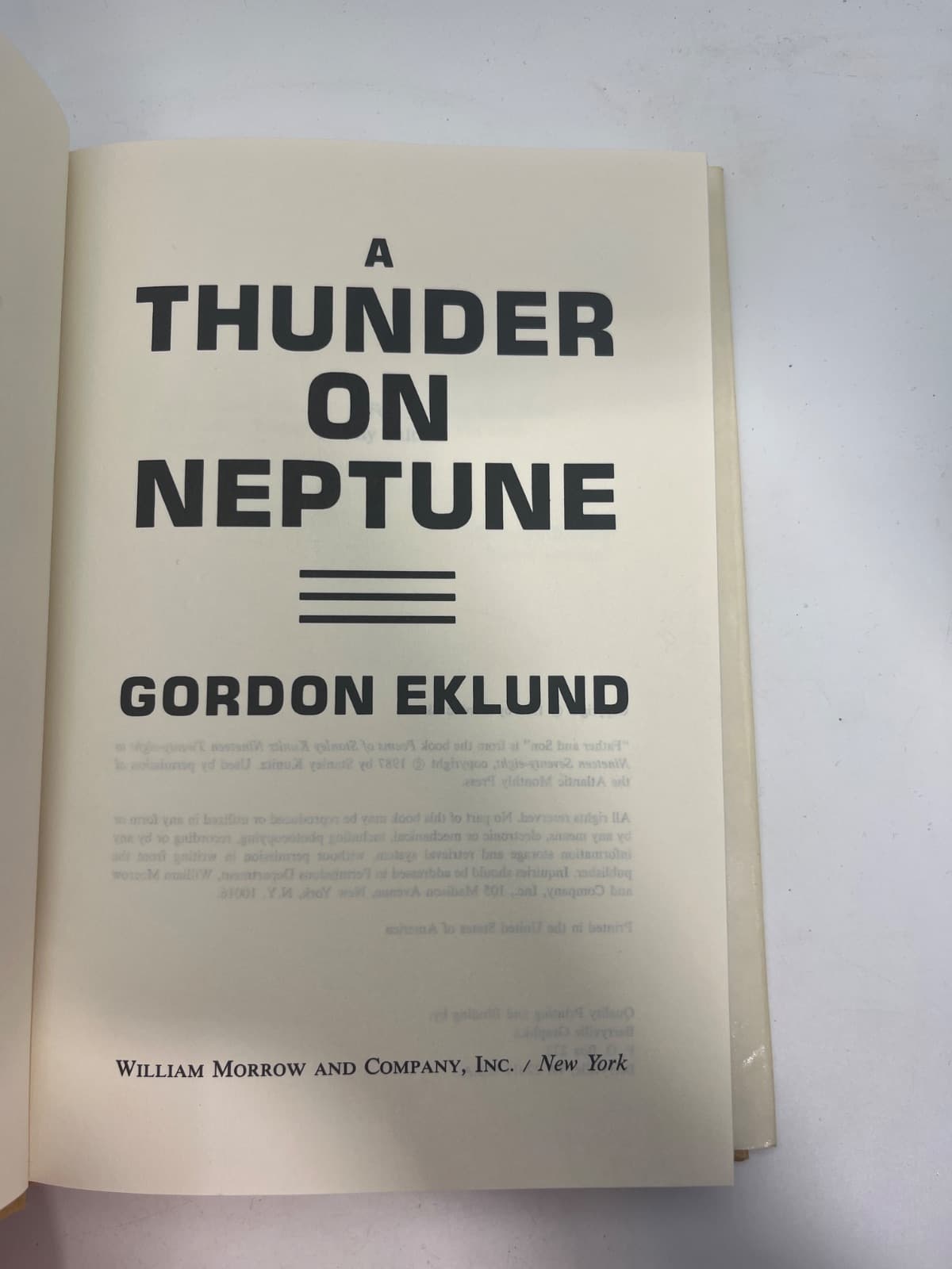 A Thunder on Neptune - Book Club Edition  by Gordon Eklund - title page