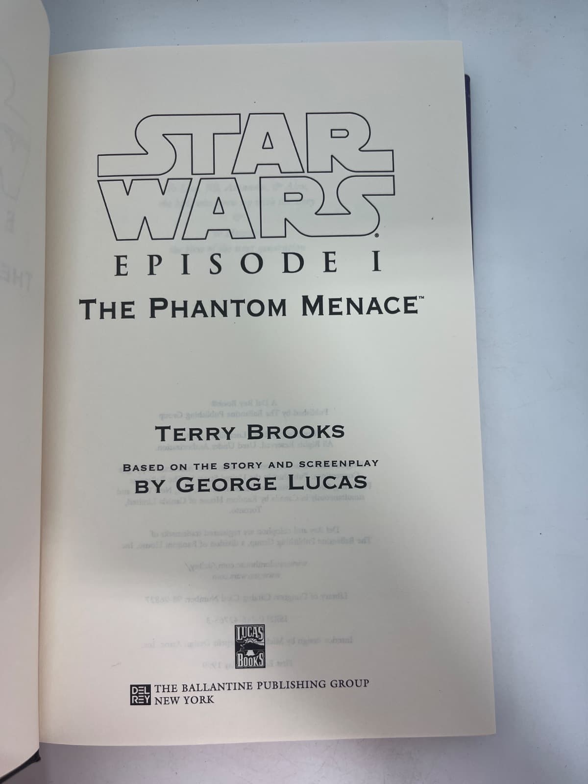 Star Wars Episode I: The Phantom Menace - First Edition  by Terry Brooks - title page