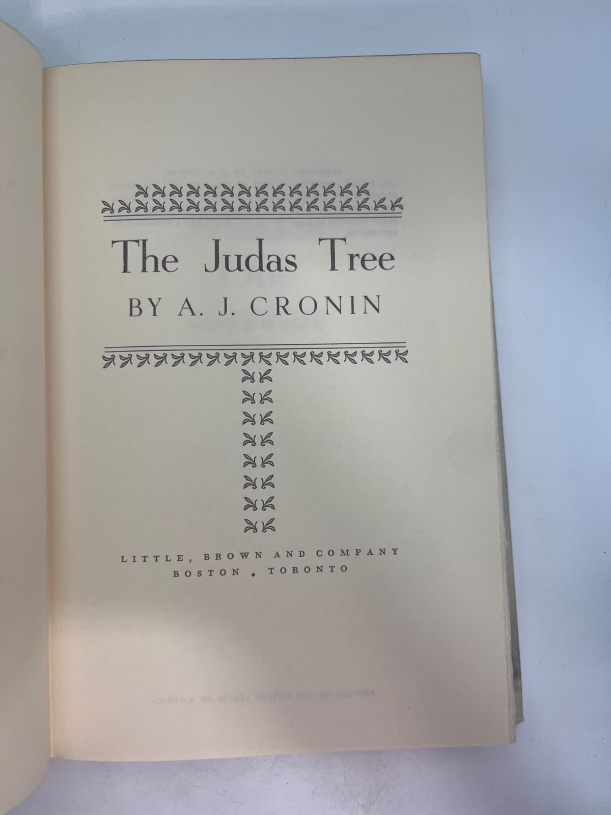 The Judas Tree by A. J. Cronin - title page