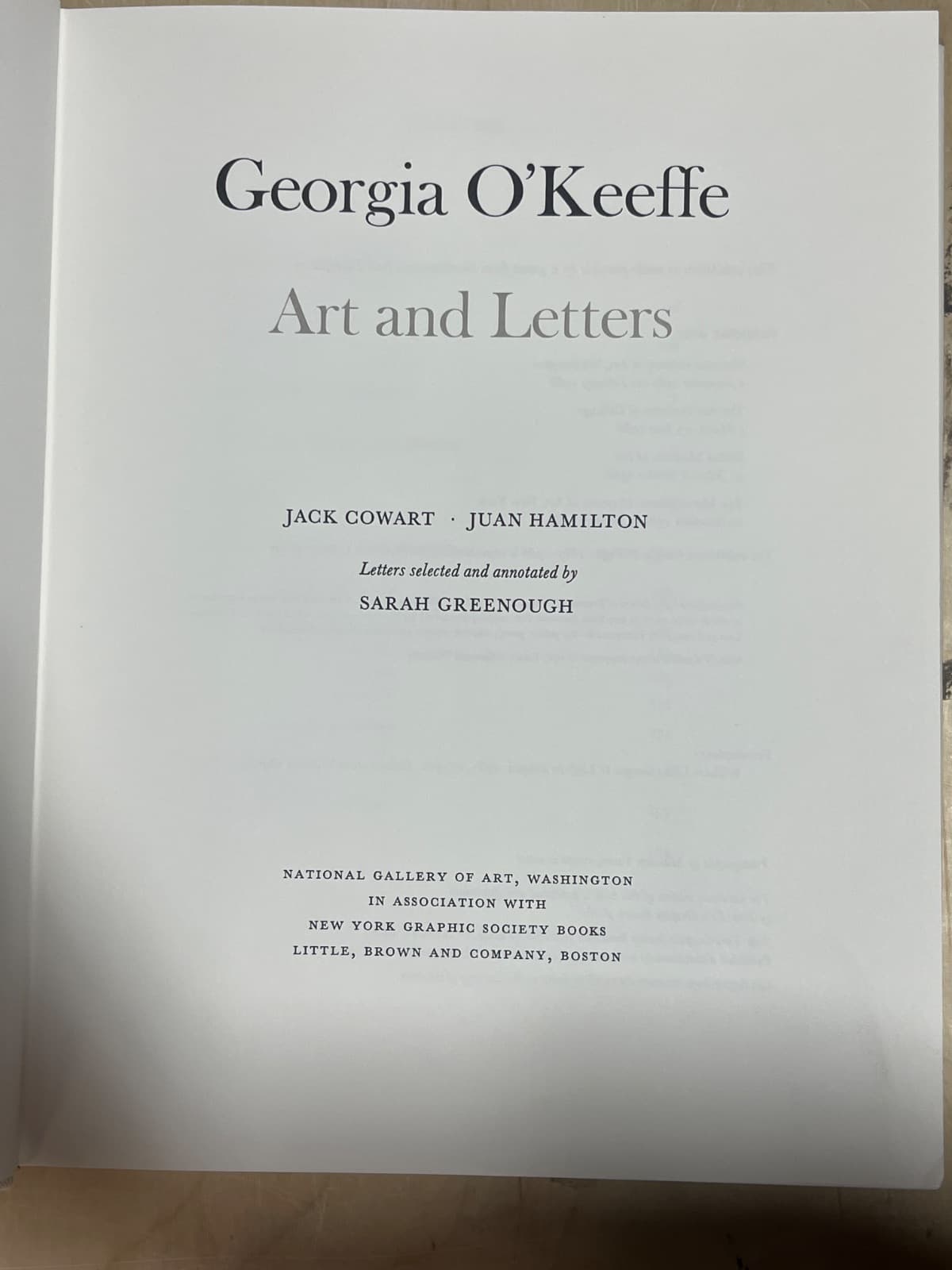 Georgia O'Keeffe: Art and Letters by Jack Cowart, Juan Hamilton - title page