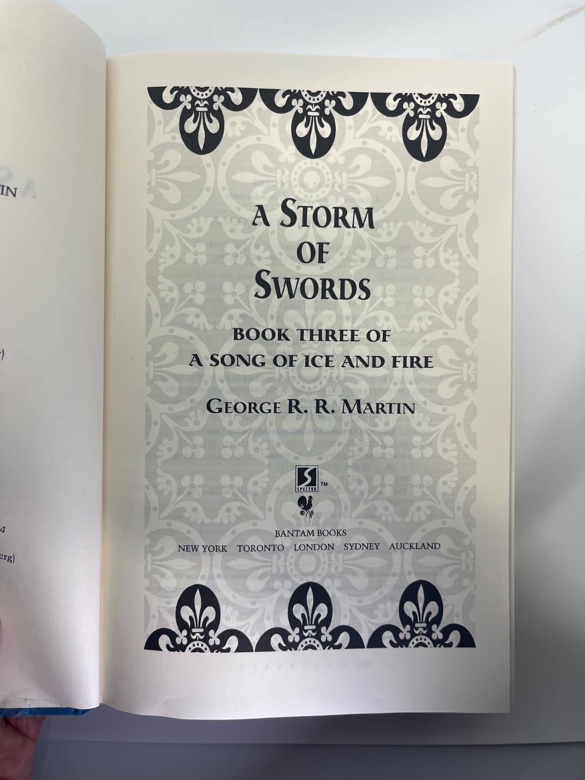 A Storm of Swords - No Dust Jacket - First Edition  by George R. R. Martin - title page