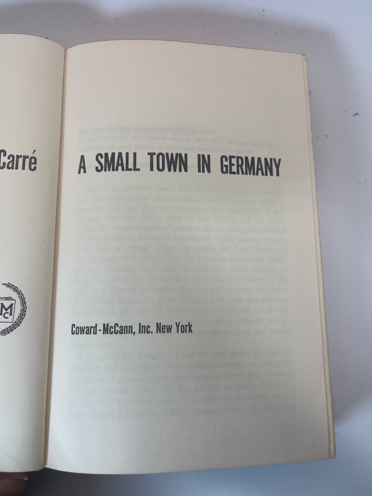 A Small Town in Germany - Book Club Edition  by John Le Carré - title page
