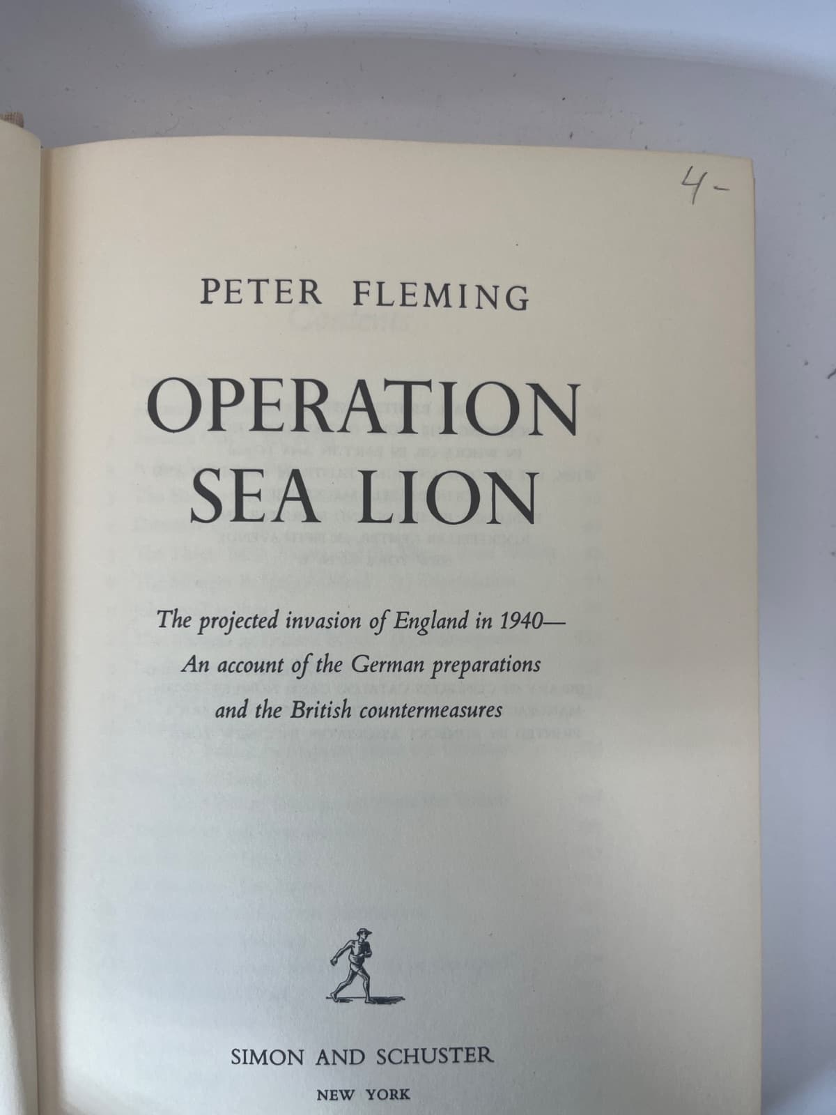 Operation Sea Lion - Book of the Month Club Edition  by Peter Fleming - title page