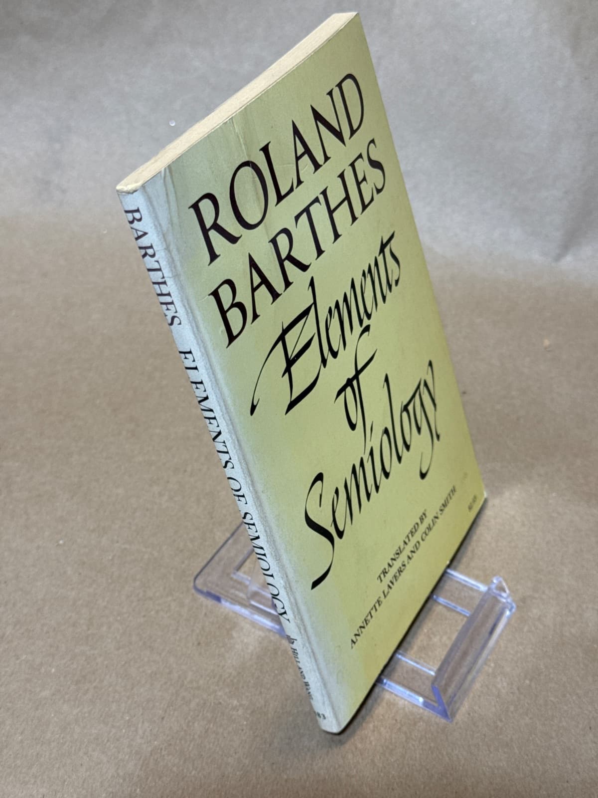 Elements of Semiology by Roland Barthes - quarter view showing binding condition