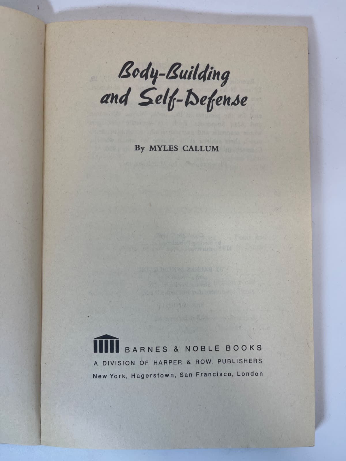 Body-Building and Self-Defense by Myles Callum - title page