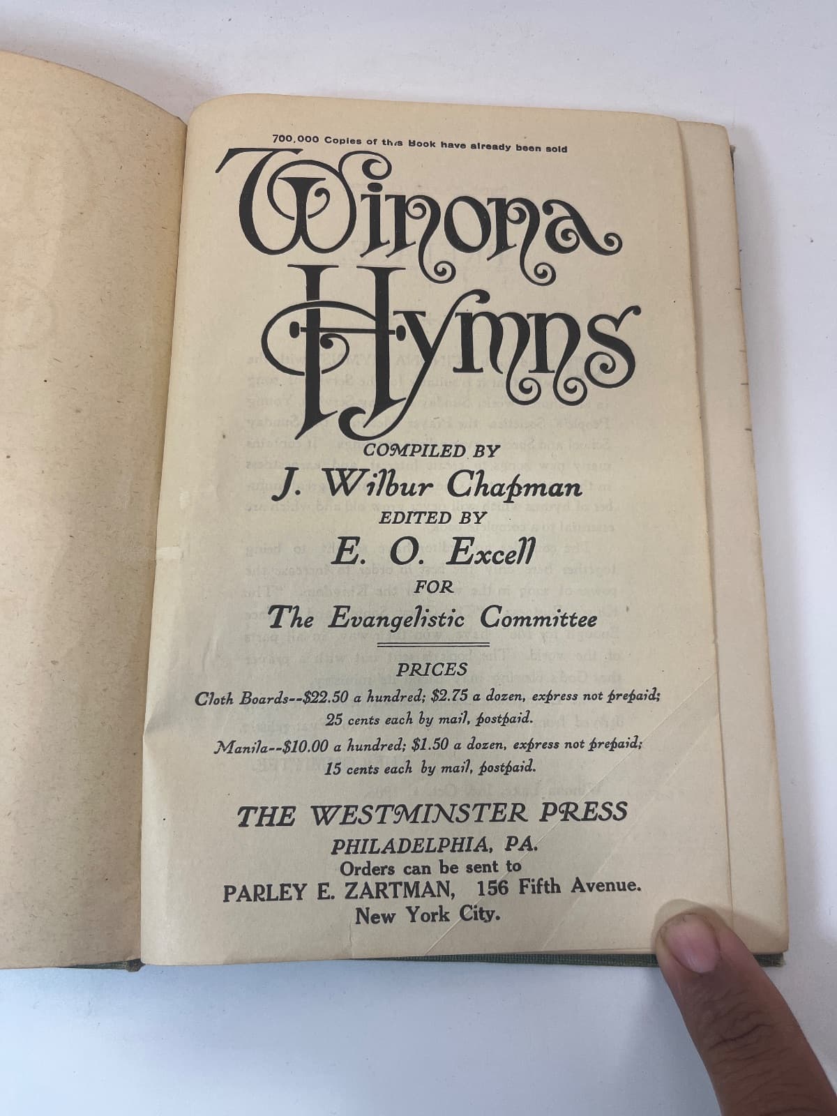 Winona Hymns - 1906  by J. Wilbur Chapman - title page