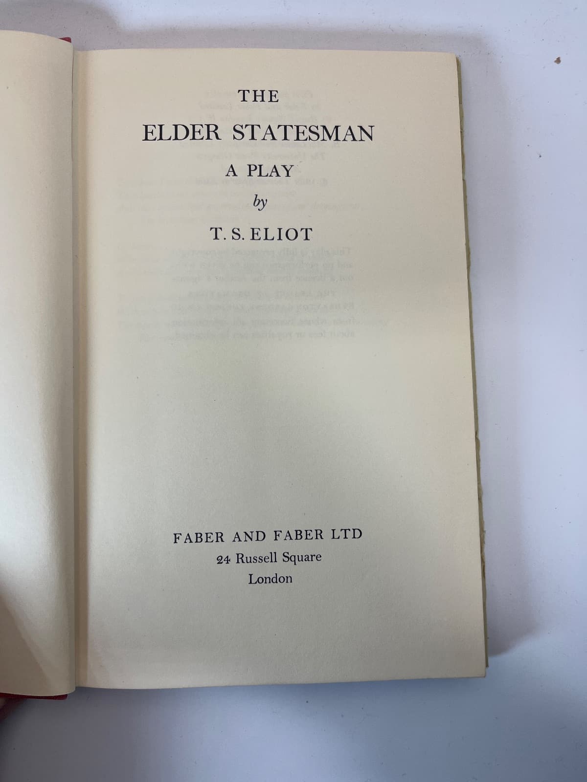 The Elder Statesman by T. S. Eliot - title page
