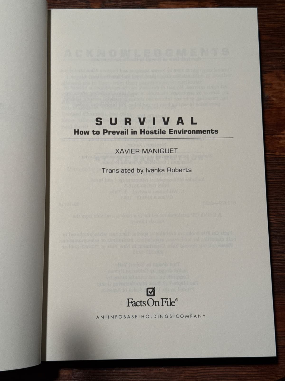 SURVIVAL How to Prevail in Hostile Environments by Xavier Maniguet - title page